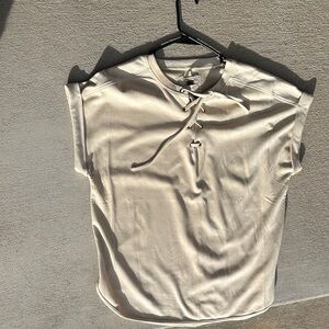 Cupio Cream Lace-Up Short Sleeve Top